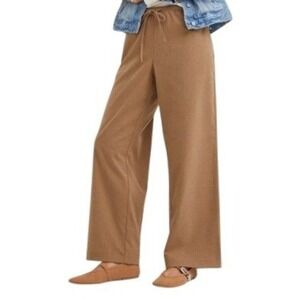 LOFT Womens SP Sawyer Pull On Brushed Flannel Pants in Desert Camel Heather NWT